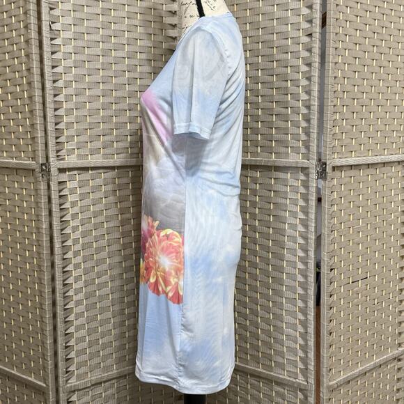 Lazy Oaf Love Birds Fitted Mini Dress Size US 8 Printed Mesh Short Sleeve Swans - Picture 2 of 9